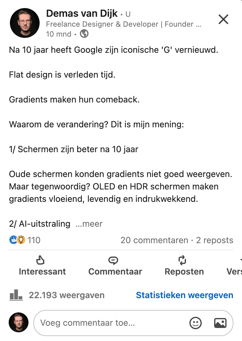 LinkedIn post Google logo